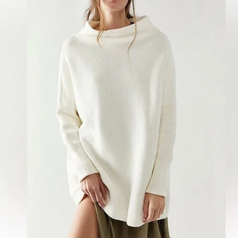 Free People Ottoman tunic top sweater cream funnel neck
